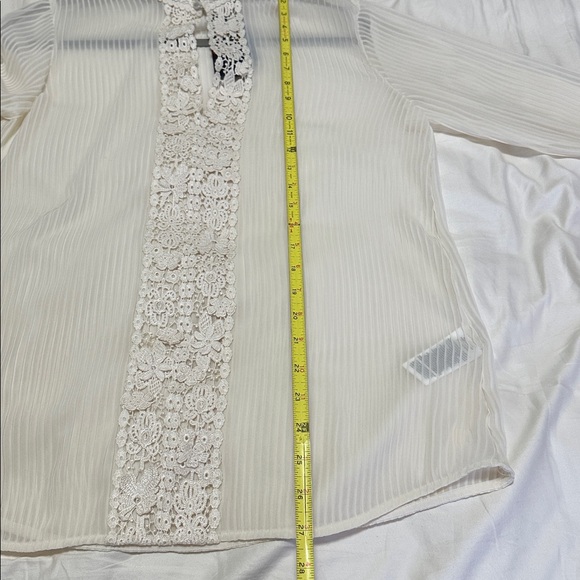 Polo by Ralph Lauren Cream Lace-Front Ruffled High-Neck Blouse Size 4 - Picture 12 of 14